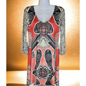 Amma Tunic Dress 70's Medium Abstract Art Bohemian Chic Boho Made In LA Mandala